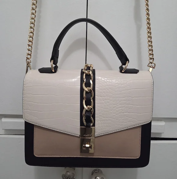 Aldo Black, Cream, and Tan Crossbody Bag - Picture 1 of 8
